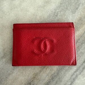 CHANEL Scarlet Leather Card Holder